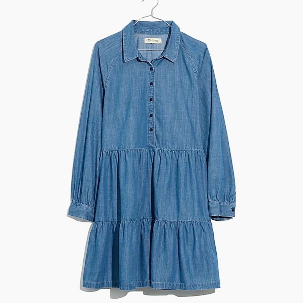 Madewell tiered denim shirtdress